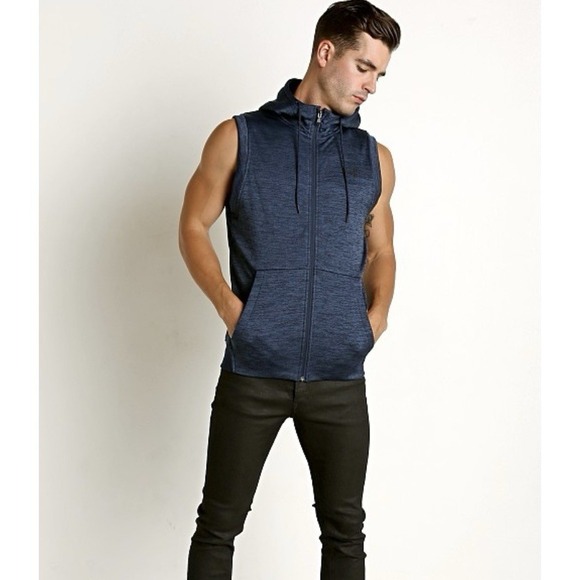 Under Armour Other - Under Armour Mens FZ Hoodie Fitted Blue Sleeveless Full Zip Vest 2XL Swacket